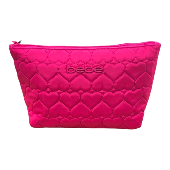 bebe Other - Bebe Pink Quilted Heart Cosmetic Storage Travel Bag